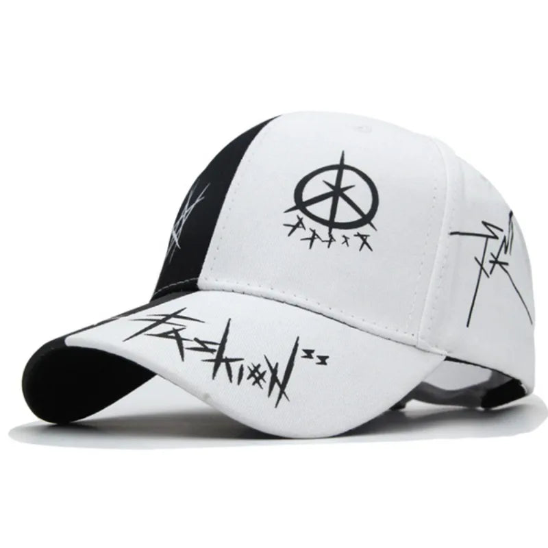 Cap Black White Graffiti with Ring Circle Snapback Hat