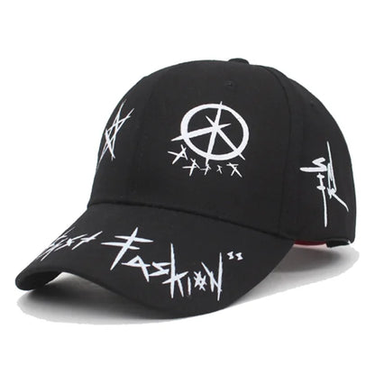 Cap Black White Graffiti with Ring Circle Snapback Hat