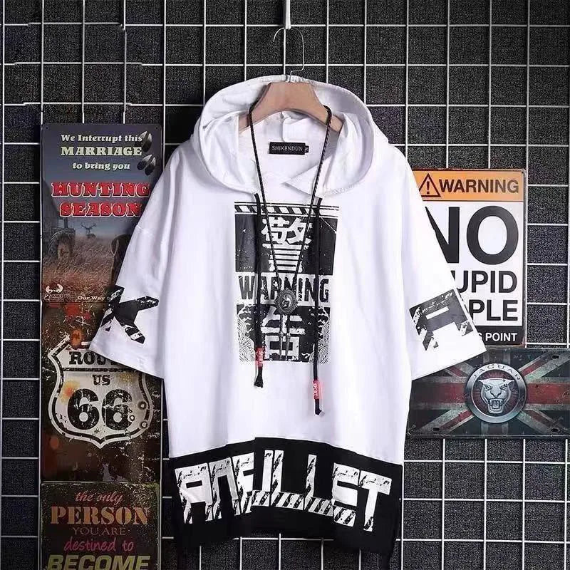 Stylish Letter Graffiti Men'S Hoodies Techwear Streetwear Summer Thin Tee Shirts Ribbons Men Lover'S Clothing