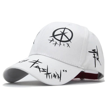 Cap Black White Graffiti with Ring Circle Snapback Hat