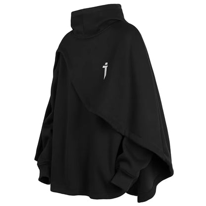 Stylish Poncho Hoodie Men'S Techwear Streetwear Hoodie Pullover Black Gray Dark Clothing Oversized Turtleneck Y2K Sweatshirt