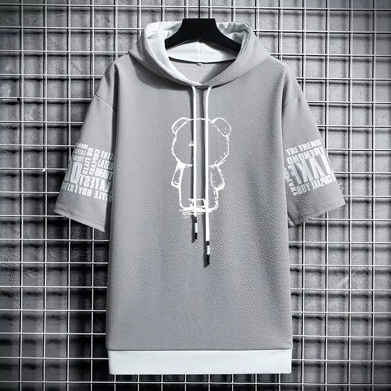 T Shirt for Men Clothing Streetwear Oversized Hoodies Korea 반팔티 Casual Hat T-Shirt Print Graphic Tshirt Anime Sports Gym Hoodie